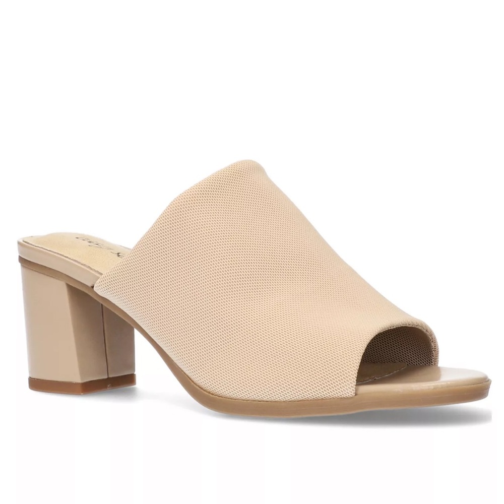 Easy Street Carmella Natural Stretch Fabric Heeled Sandals